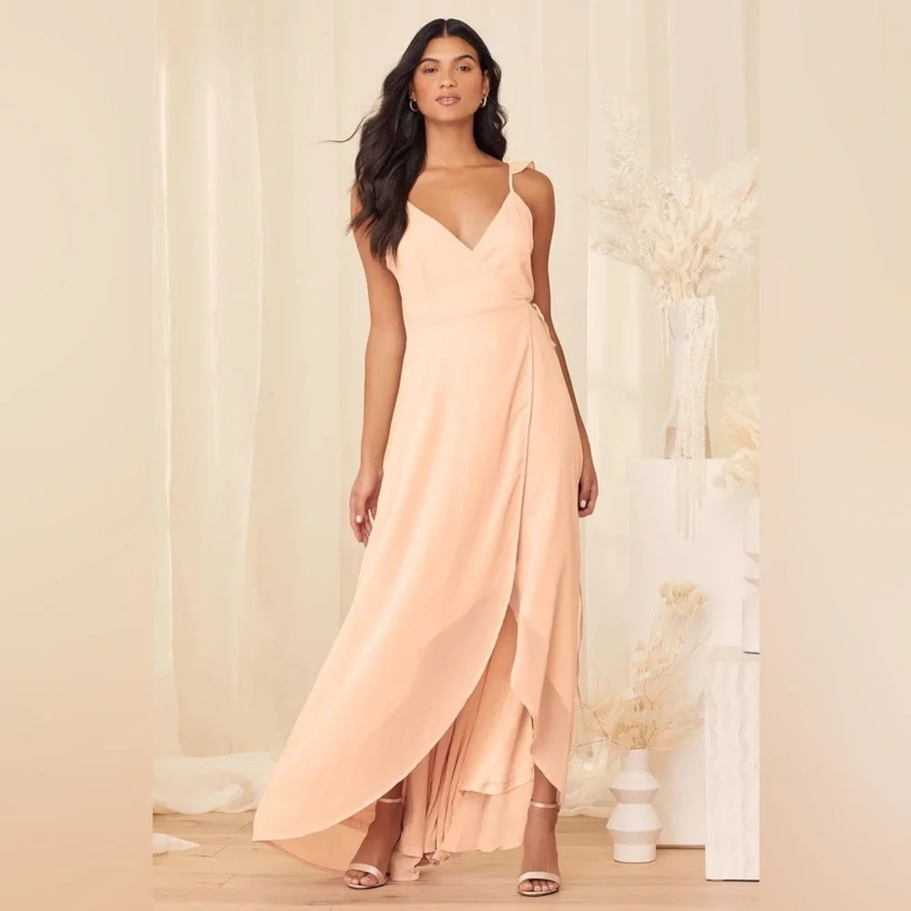 Lulus Here's to Us Blush Pink High-Low Wrap Dress Size Large - Picture 1 of 10